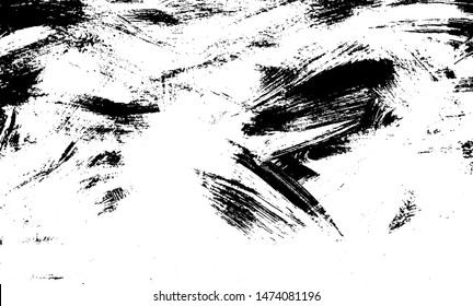 Vector brush srokes texture. Distressed uneven texture. Grunge background. Abstract vector illustration. Overlay to create interesting effect and depth. Black isolated on white background. EPS10.