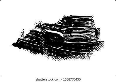 Vector brush srokes texture. Distressed uneven texture. Grunge background. Abstract vector illustration. Overlay to create interesting effect and depth. Black isolated on white background. EPS10.