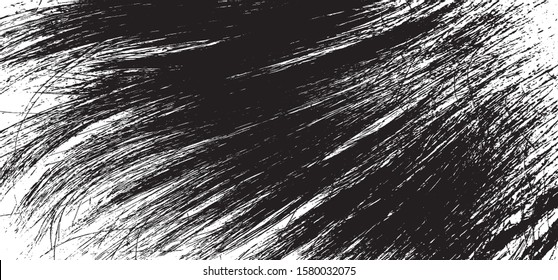Vector brush srokes texture. Distressed uneven texture. Grunge background. Abstract vector illustration. Overlay to create interesting effect and depth. Black isolated on white background. EPS10.