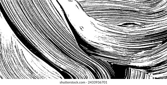 Vector brush srokes texture. Distressed uneven texture. Grunge background. Abstract vector illustration. Overlay to create interesting effect and depth. Black isolated on white background. EPS10.