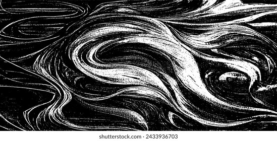 Vector brush srokes texture. Distressed uneven texture. Grunge background. Abstract vector illustration. Overlay to create interesting effect and depth. Black isolated on white background. EPS10.