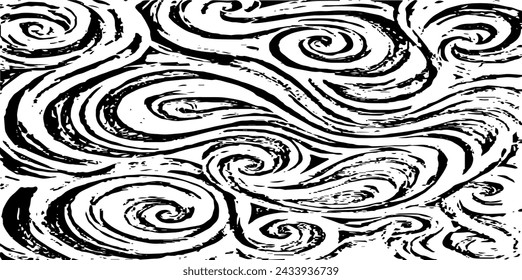 Vector brush srokes texture. Distressed uneven texture. Grunge background. Abstract vector illustration. Overlay to create interesting effect and depth. Black isolated on white background. EPS10.