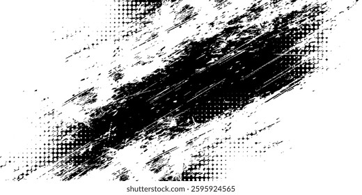 Vector brush srokes texture. Distressed uneven texture. Grunge background. Abstract vector illustration. Overlay to create interesting effect and depth. Black isolated on white background. EPS10.