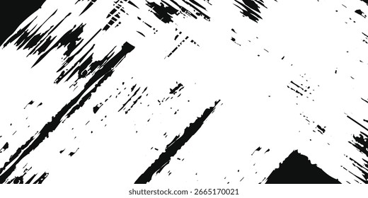 El pincel de Vector pincha la textura. Textura desigual afligida. Fondo de Grunge. Ilustración vectorial Abstractas. Superposición para crear un efecto y una profundidad interesantes. Negro aislado sobre fondo blanco. 