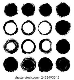 Vector brush strock, grunge circle paint stripe Text boxes for banner.