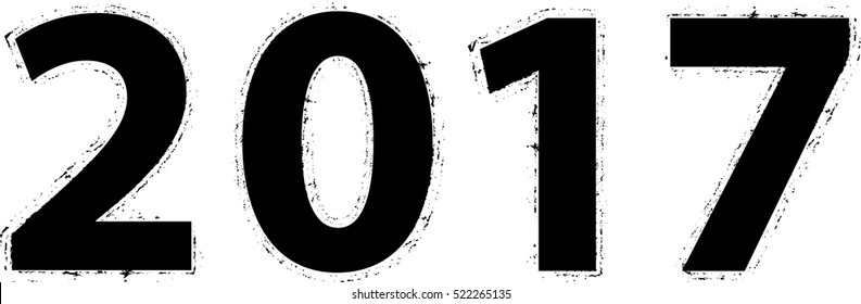 Vector brush stroke 2017 sign . Happy New Year background. Grunge lettering numbers.