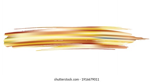 Vector Brush Stroke. Abstract Fluid Splash. Watercolor Textured Background.  Yellow Gold Gradient Paintbrush. Sale Banner Brushstroke. Isolated Splash on White Backdrop.