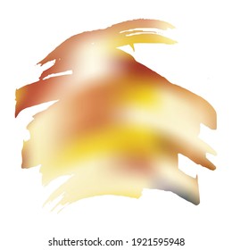 Vector Brush Stroke. Abstract Fluid Splash. Isolated Splash on White Backdrop. Sale Banner Brushstroke. Watercolor Textured Background.  Yellow Gold Gradient Paintbrush.
