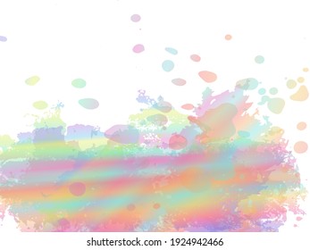 Vector Brush Stroke. Abstract Fluid Splash. Isolated Splash on White Backdrop. Gradient Paintbrush. Watercolor Textured Background.  Holographic Sale Banner Brushstroke.