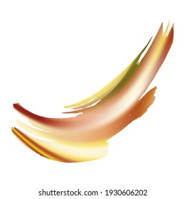 Vector Brush Stroke. Abstract Fluid Splash. Gradient Paintbrush. Watercolor Textured Background.  Isolated Splash on White Backdrop. Sale Banner Brushstroke. Yellow Gold