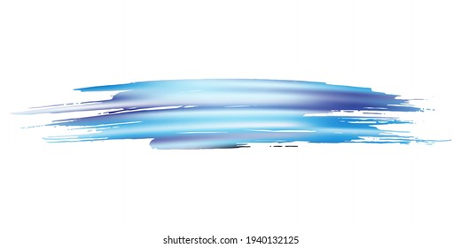 Vector Brush Stroke. Abstract Fluid Splash. Watercolor Textured Background.  Isolated Splash on White Backdrop. Sale Banner Brushstroke. Blue and Indigo Gradient Paintbrush.