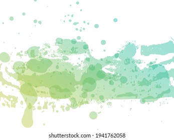 Vector Brush Stroke. Abstract Fluid Splash. Isolated Splash on White Backdrop. Watercolor Textured Background.  Gradient Paintbrush. Sale Banner Brushstroke. Green and Teal