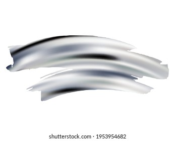 Vector Brush Stroke. Abstract Fluid Splash. Watercolor Textured Background.  Gradient Paintbrush. Sale Banner Brushstroke. Silver Grey Isolated Splash on White Backdrop.