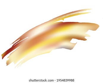 Vektor Brush Stroke. Abstrakter Flüssigkeitsschlag. Aquarell strukturierter Hintergrund.  Einziger Schlag auf weißem Hintergrund. Gelber Goldverkaufsbanner Pinselstrich. Farbenpinsel.