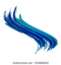 Vector Brush Stroke. Abstract Fluid Splash. Watercolor Textured Background.  Sale Banner Brushstroke. Isolated Splash on White Backdrop. Gradient Paintbrush. Blue and Indigo