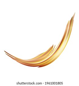 Vector Brush Stroke. Abstract Fluid Splash. Gradient Paintbrush. Watercolor Textured Background.  Isolated Splash on White Backdrop. Sale Banner Brushstroke. Yellow Gold