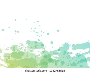 Vector Brush Stroke. Abstract Fluid Splash. Gradient Paintbrush. Sale Banner Brushstroke. Watercolor Textured Background.  Isolated Splash on White Backdrop. Green and Teal