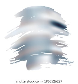Vector Brush Stroke. Abstract Fluid Splash. Gradient Paintbrush. Watercolor Textured Background.  Sale Banner Brushstroke. Silver Grey Isolated Splash on White Backdrop.