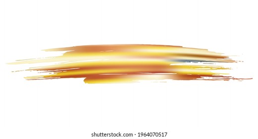 Vector Brush Stroke. Abstract Fluid Splash. Sale Banner Brushstroke. Gradient Paintbrush. Yellow Gold Isolated Splash on White Backdrop. Watercolor Textured Background. 