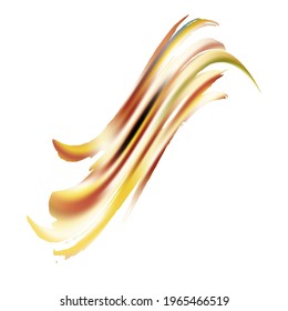 Vector Brush Stroke. Abstract Fluid Splash. Sale Banner Brushstroke. Gradient Paintbrush. Yellow Gold Isolated Splash on White Backdrop. Watercolor Textured Background. 