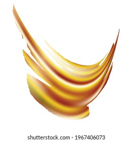 Vector Brush Stroke. Abstract Fluid Splash. Gradient Paintbrush. Sale Banner Brushstroke. Watercolor Textured Background.  Isolated Splash on White Backdrop. Yellow Gold