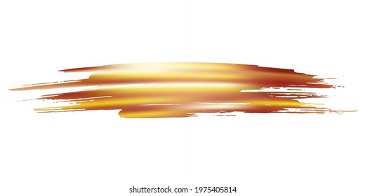 Vector Brush Stroke. Abstract Fluid Splash. Sale Banner Brushstroke. Yellow Gold Watercolor Textured Background.  Isolated Splash on White Backdrop. Gradient Paintbrush.