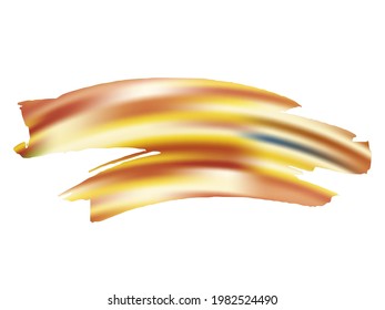 Vector Brush Stroke. Abstract Fluid Splash. Yellow Gold Gradient Paintbrush. Watercolor Textured Background.  Isolated Splash on White Backdrop. Sale Banner Brushstroke.