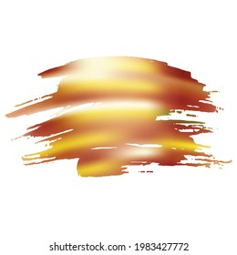 Vector Brush Stroke. Abstract Fluid Splash. Sale Banner Brushstroke. Watercolor Textured Background.  Yellow Gold Gradient Paintbrush. Isolated Splash on White Backdrop.