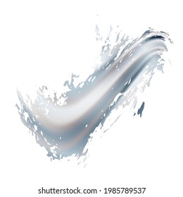 Estroque del pincel del vector. Resumen de la salpicadura de fluidos. Splash aislado sobre fondo blanco. Fondo texturado de color de agua.  Pincel de degradado. Pincel de pancarta de venta gris plateado.