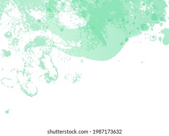 Vector Brush Stroke. Abstract Fluid Splash. Sale Banner Brushstroke. Watercolor Textured Background.  Gradient Paintbrush. Green and Teal Isolated Splash on White Backdrop.