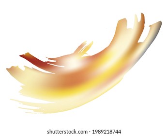 Vector Brush Stroke. Abstract Fluid Splash. Gradient Paintbrush. Sale Banner Brushstroke. Yellow Gold Isolated Splash on White Backdrop. Watercolor Textured Background. 