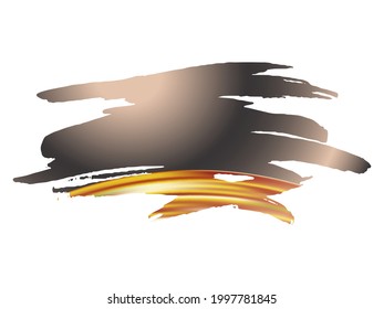 Vector Brush Stroke. Abstract Fluid Splash. Sale Banner Brushstroke. Yellow Gold Watercolor Textured Background.  Isolated Splash on White Backdrop. Gradient Paintbrush.