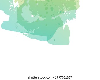 Vector Brush Stroke. Abstract Fluid Splash. Sale Banner Brushstroke. Isolated Splash on White Backdrop. Watercolor Textured Background.  Gradient Paintbrush. Green and Teal