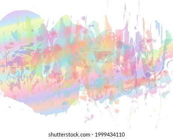 Vector Brush Stroke. Abstract Fluid Splash. Holographic Isolated Splash on White Backdrop. Gradient Paintbrush. Sale Banner Brushstroke. Watercolor Textured Background. 