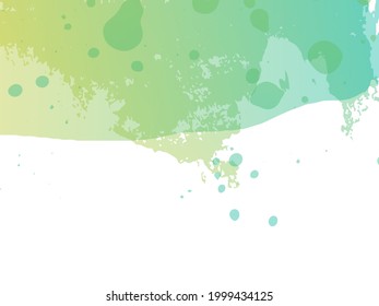 Vector Brush Stroke. Abstract Fluid Splash. Sale Banner Brushstroke. Green and Teal Watercolor Textured Background.  Gradient Paintbrush. Isolated Splash on White Backdrop.