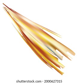 Vector Brush Stroke. Abstract Fluid Splash. Watercolor Textured Background.  Gradient Paintbrush. Sale Banner Brushstroke. Yellow Gold Isolated Splash on White Backdrop.
