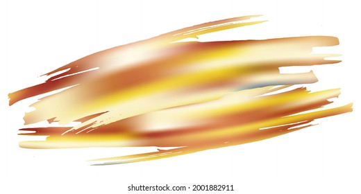 Vector Brush Stroke. Abstract Fluid Splash. Watercolor Textured Background.  Yellow Gold Sale Banner Brushstroke. Gradient Paintbrush. Isolated Splash on White Backdrop.
