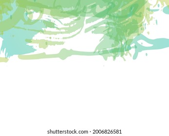 Vector Brush Stroke. Abstract Fluid Splash. Watercolor Textured Background.  Gradient Paintbrush. Green and Teal Isolated Splash on White Backdrop. Sale Banner Brushstroke.