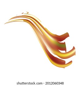Vector Brush Stroke. Abstract Fluid Splash. Yellow Gold Isolated Splash on White Backdrop. Gradient Paintbrush. Watercolor Textured Background.  Sale Banner Brushstroke.