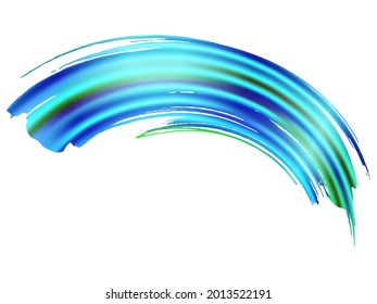 Vector Brush Stroke. Abstract Fluid Splash. Watercolor Textured Background.  Sale Banner Brushstroke. Gradient Paintbrush. Blue and Indigo Isolated Splash on White Backdrop.