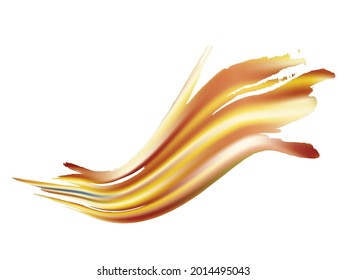 Vector Brush Stroke. Abstract Fluid Splash. Isolated Splash on White Backdrop. Sale Banner Brushstroke. Yellow Gold Watercolor Textured Background.  Gradient Paintbrush.