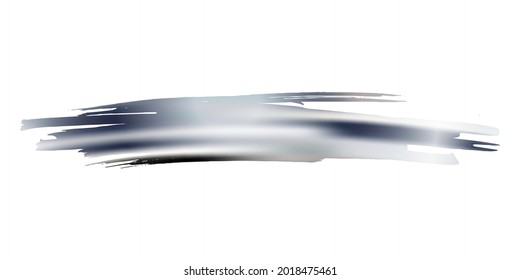 Vector Brush Stroke. Abstract Fluid Splash. Watercolor Textured Background.  Gradient Paintbrush. Isolated Splash on White Backdrop. Sale Banner Brushstroke. Silver Grey