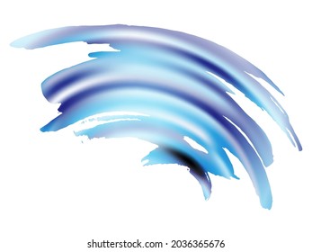 Estroque del pincel del vector. Resumen de la salpicadura de fluidos. Fondo texturado de color de agua.  Splash aislado sobre fondo blanco. Pincel de degradado azul e índigo. Pincel de pancarta de venta.