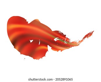 Estroque del pincel del vector. Resumen de la salpicadura de fluidos. Fondo texturado de color de agua.  Pincel de degradado. Pincel de la venta roja de Crimson. Splash aislado sobre fondo blanco.