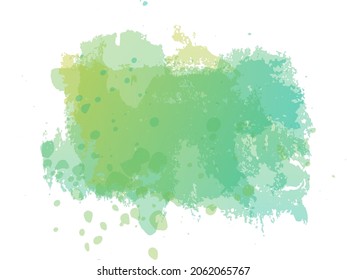 Vector Brush Stroke. Abstract Fluid Splash. Watercolor Textured Background.  Gradient Paintbrush. Isolated Splash on White Backdrop. Green and Teal Sale Banner Brushstroke.