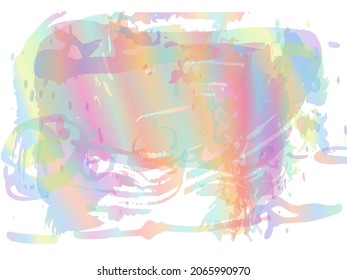 Vector Brush Stroke. Abstract Fluid Splash. Watercolor Textured Background.  Gradient Paintbrush. Holographic Isolated Splash on White Backdrop. Sale Banner Brushstroke.