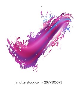 Vector Brush Stroke. Abstract Fluid Splash. Gradient Paintbrush. Watercolor Textured Background.  Sale Banner Brushstroke. Crimson Red Isolated Splash on White Backdrop.