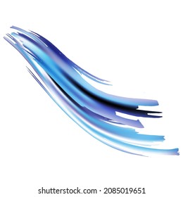 Vector Brush Stroke. Abstract Fluid Splash. Watercolor Textured Background.  Sale Banner Brushstroke. Blue and Indigo Gradient Paintbrush. Isolated Splash on White Backdrop.