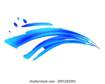Vector Brush Stroke. Abstract Fluid Splash. Gradient Paintbrush. Isolated Splash on White Backdrop. Sale Banner Brushstroke. Watercolor Textured Background.  Blue and Indigo