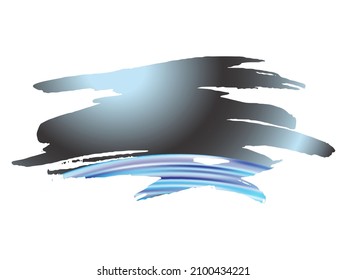 Estroque del pincel del vector. Resumen de la salpicadura de fluidos. Pincel de degradado. Fondo texturado de color azul e índigo.  Splash aislado sobre fondo blanco. Pincel de pancarta de venta.